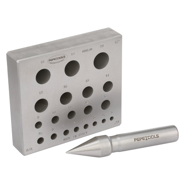 Round Bezel Forming Block, 20 holes, 17° Taper, 5mm - 20mm Diameter
