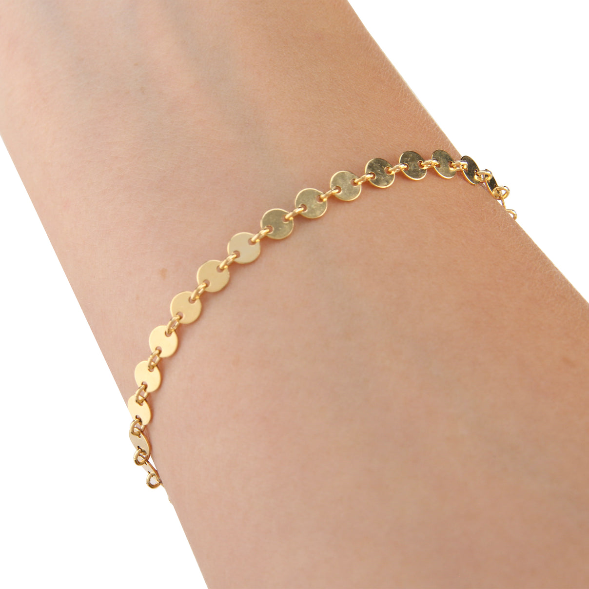 4mm round disc chain to bars in gold fill