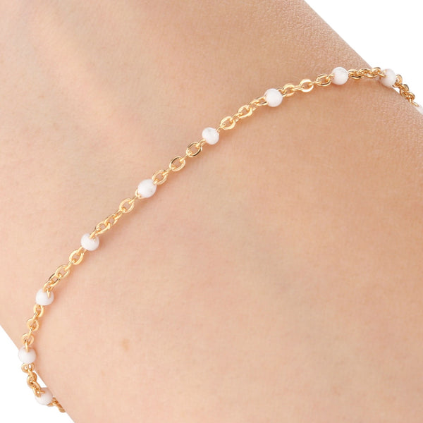 Enamel Pearl White Beads, 1.5MM, 14/20 Gold Fill, Chain for Permanent Jewelry