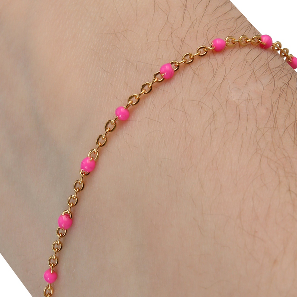 Pink Enamel Beads, 1.5MM, 14/20 Gold Fill, Chain for Permanent Jewelry