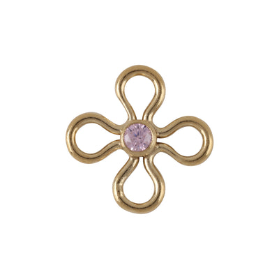 Flower Connector with Colored Stone for Permanent Jewelry - 7.5MM