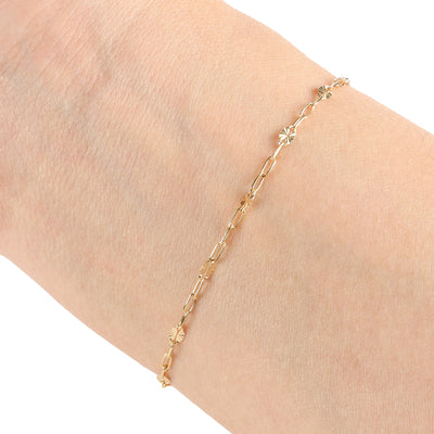 Mini Sunburst x Paperclip - 14k Gold Fill for Permanent Jewelry