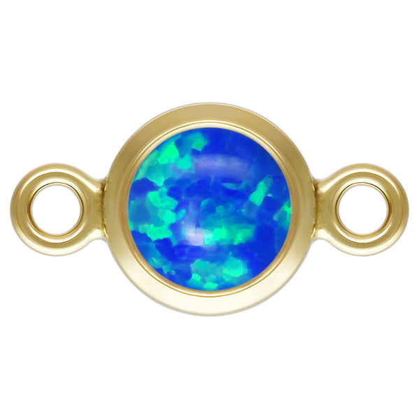 Sky Blue Flakes Opal Connecter in Gold Filled for Permanent Jewelry, 4mm, 14k Gold Fill