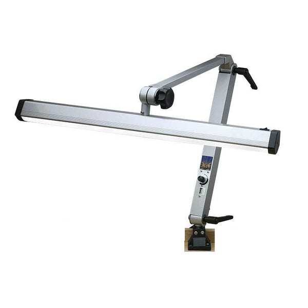 Extra-Wide Silver-Finish Jeweler's LED Task Lamp with USB Port