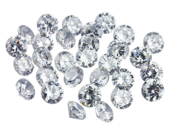 White Cubic Zirconia CZ, Round Shape for Practice Rings, Pack of 50