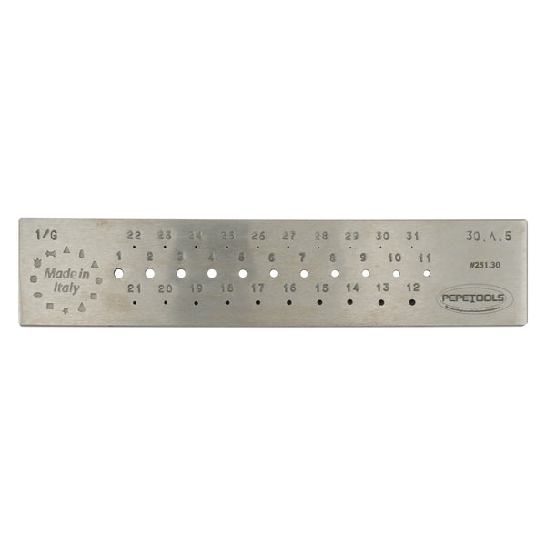 Round Wire Draw Plate, 3mm - .5mm, 31 Holes, Hardened Steel
