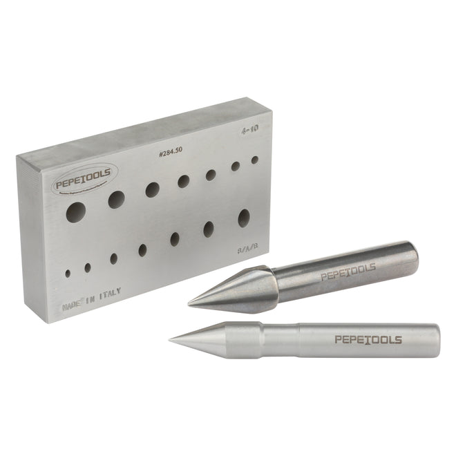 Round & Oval Combo Bezel Forming Block, 7 Round & 7 Oval Shapes – Pepetools