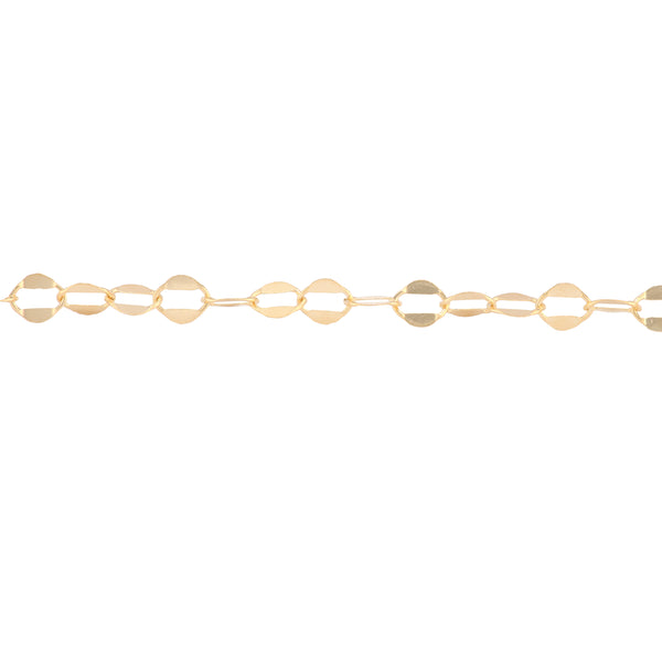 4MM Dapped and Flat alternating Oval Links, 14/20 Gold Fill for Permanent Jewelry "Gem"