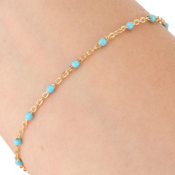 Enamel Blue Beads, 1.5MM, 14/20 Gold Fill, Chain for Permanent Jewelry