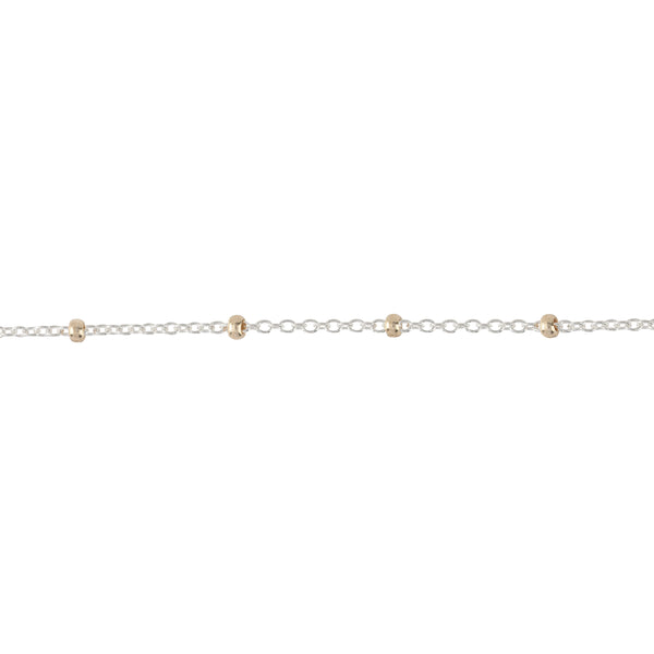Sterling Silver Cable Chain with Gold-Filled Beads - Two Tone Chain "Viva"