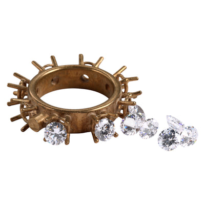 Basket Stone Setting Brass Practice Ring, Includes CZ's