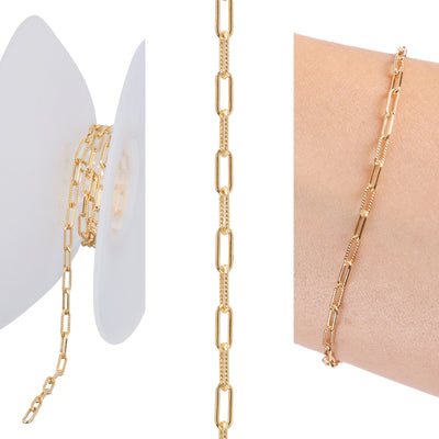 Textured & Polished Paperclip Chain | 14k Gold-Fill, 5' (60")