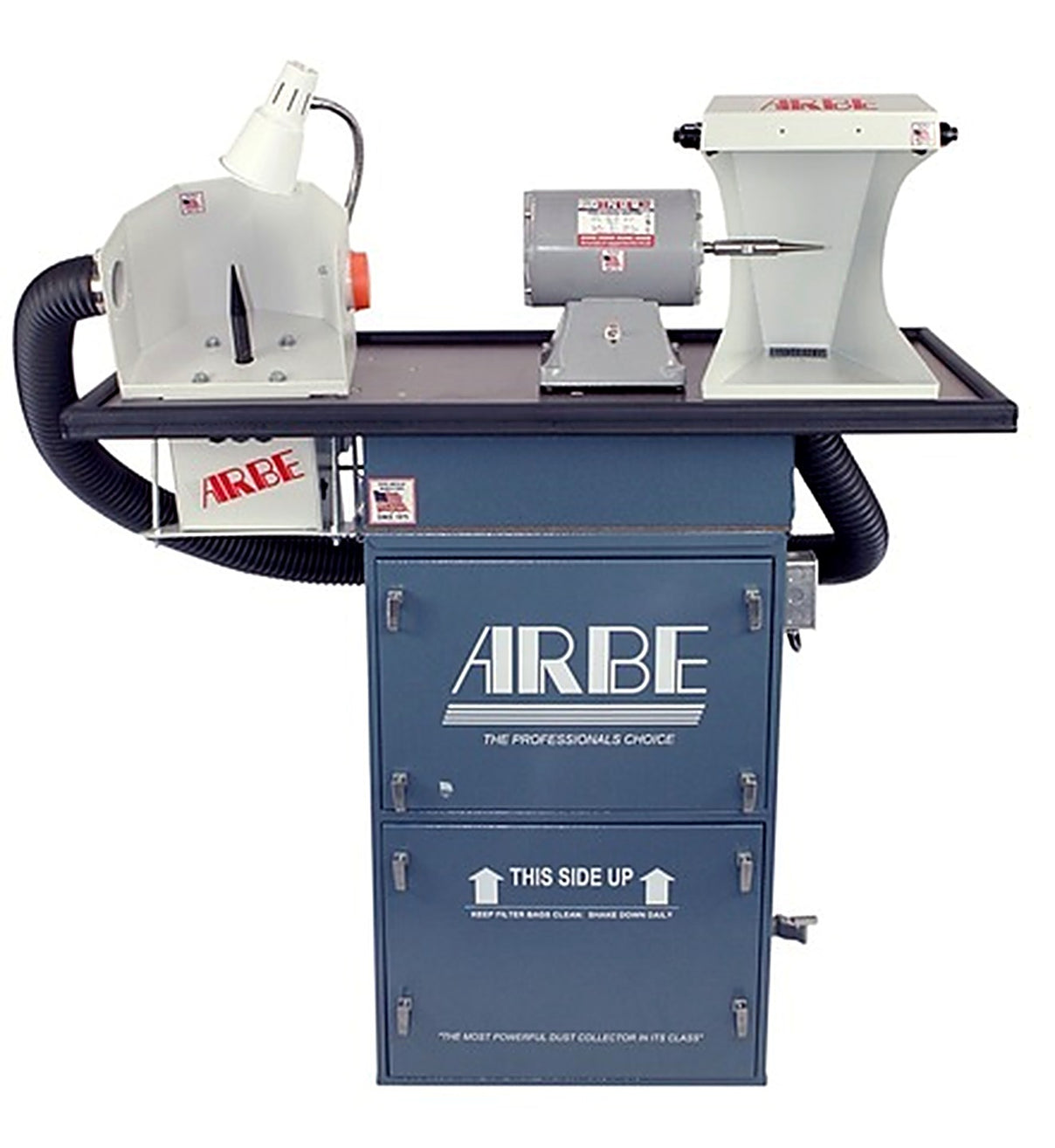 ARBE PS-274 stand-up floor model polishing system with dust collector, single spindle polishing motor and lapping machine