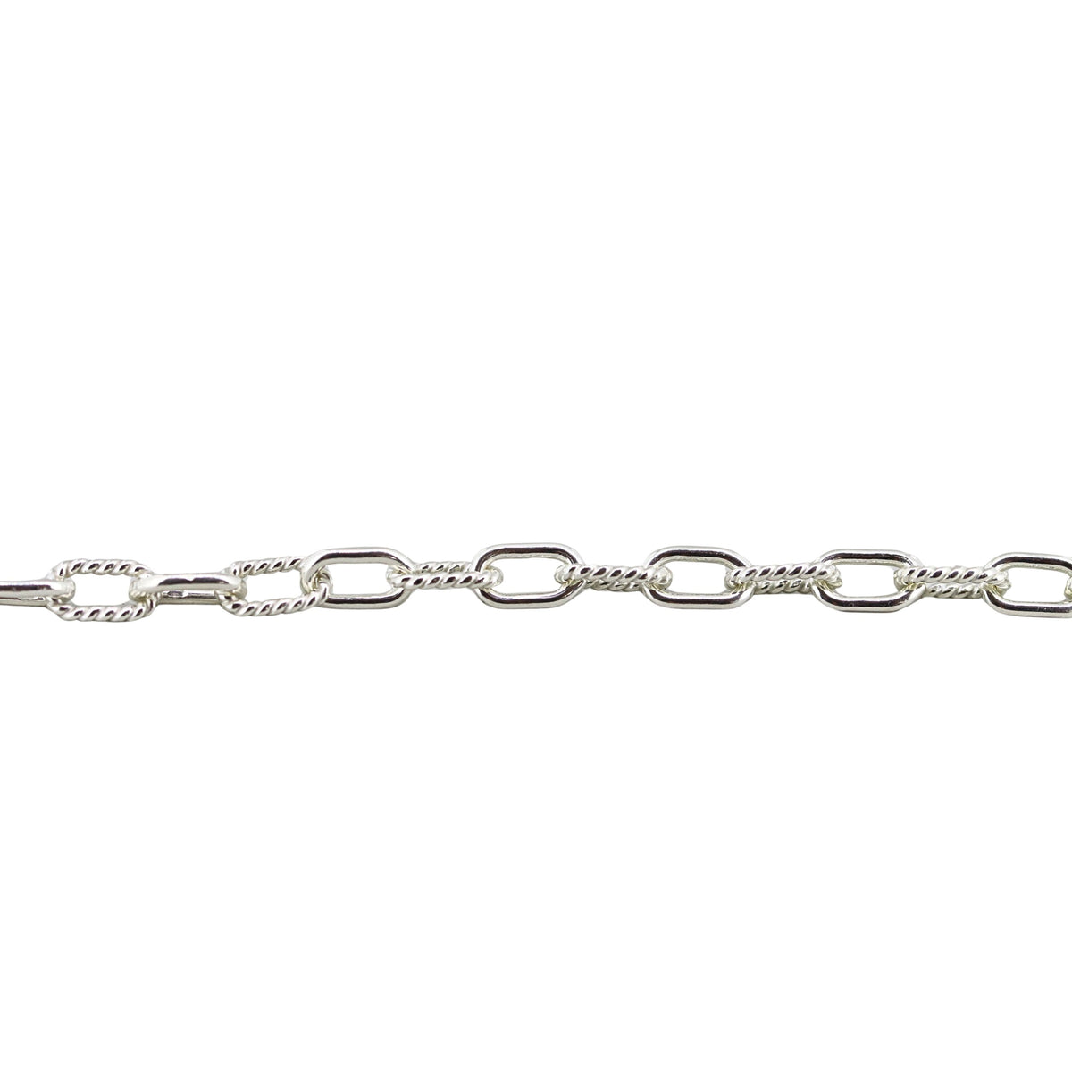 Forge & Twist sterling silver chain with alternating smooth and rope-textured oval links