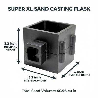 Super XL Sand Casting Flask, 4" x 4", Steel Frame