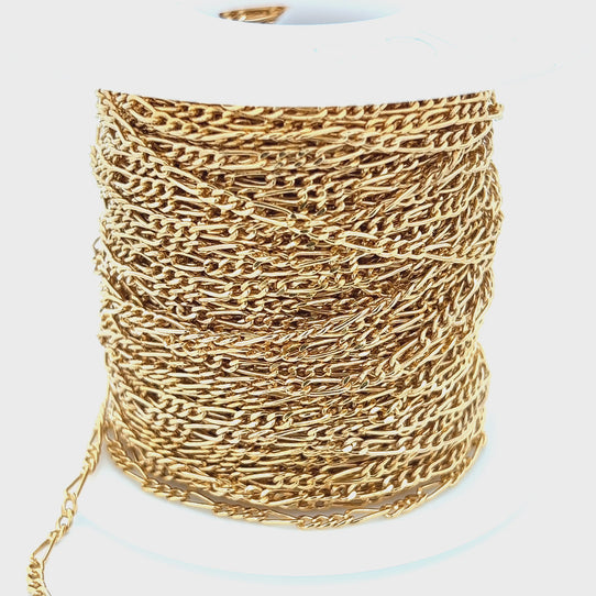 2.4mm Figaro Triple to Single, 14k Gold Fill Chain 