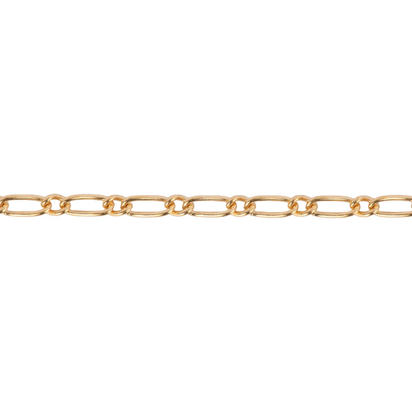 1.5mm Figaro 1+1 Dainty Chain for Permanent Jewelry, 5ft, 14K Gold Filled "Mini Hermes"