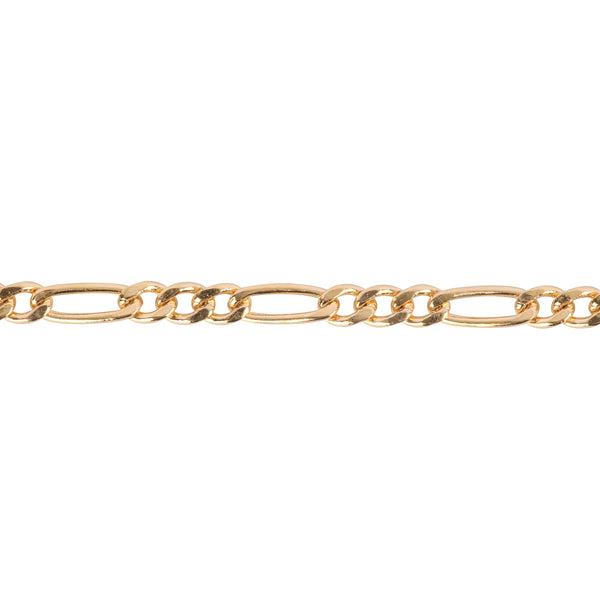 2.4mm Figaro Triple to Single, 14k Gold Fill Chain "Hermes" 3 Loops to 1 Link
