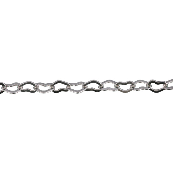 Flat Heart Silver Chain for Permanent Jewelry "Amore", 3MM Hearts