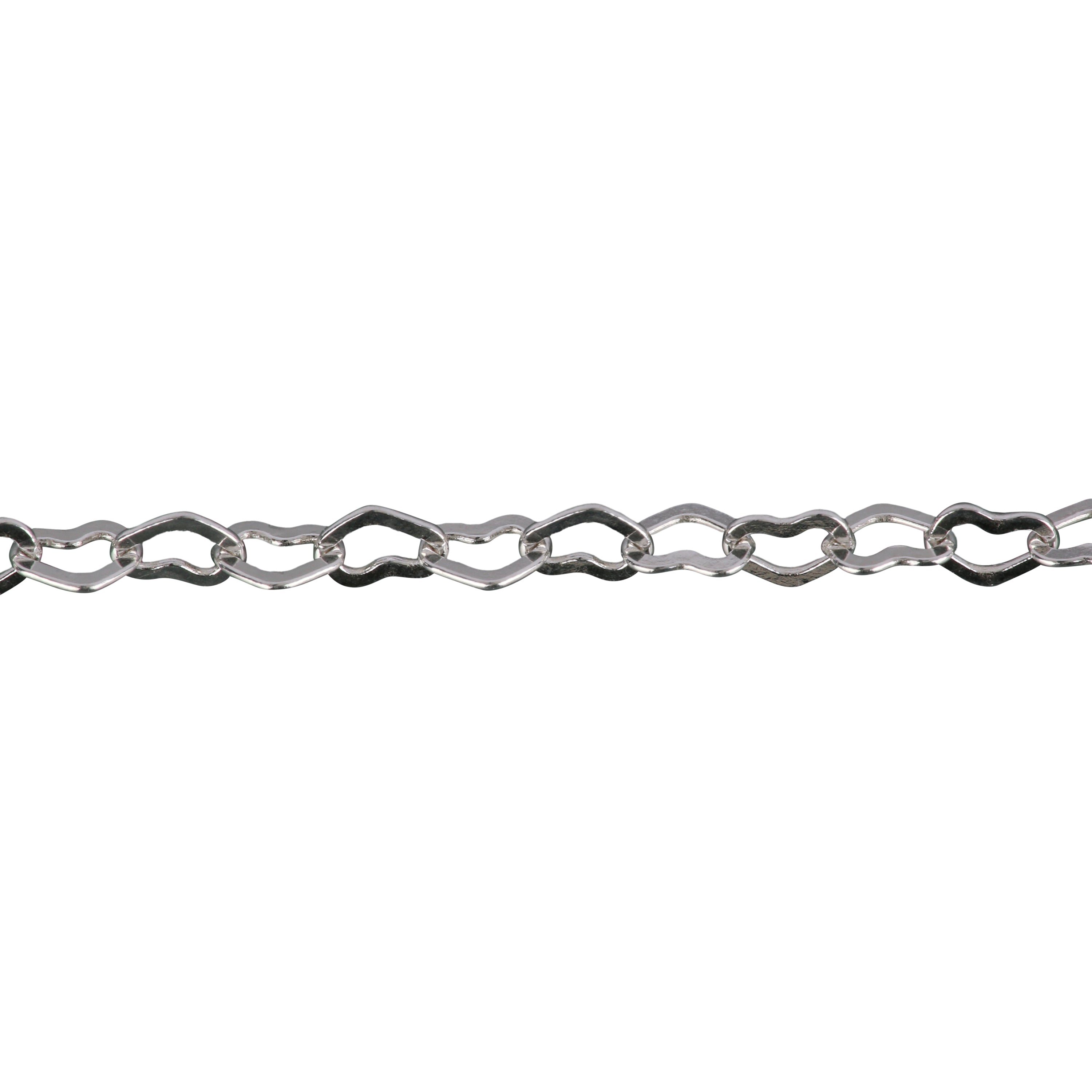 Flat Heart Silver Chain for Permanent Jewelry Amore, 3mm Hearts 5ft (60)